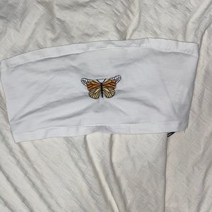 White tube top with butterfly!